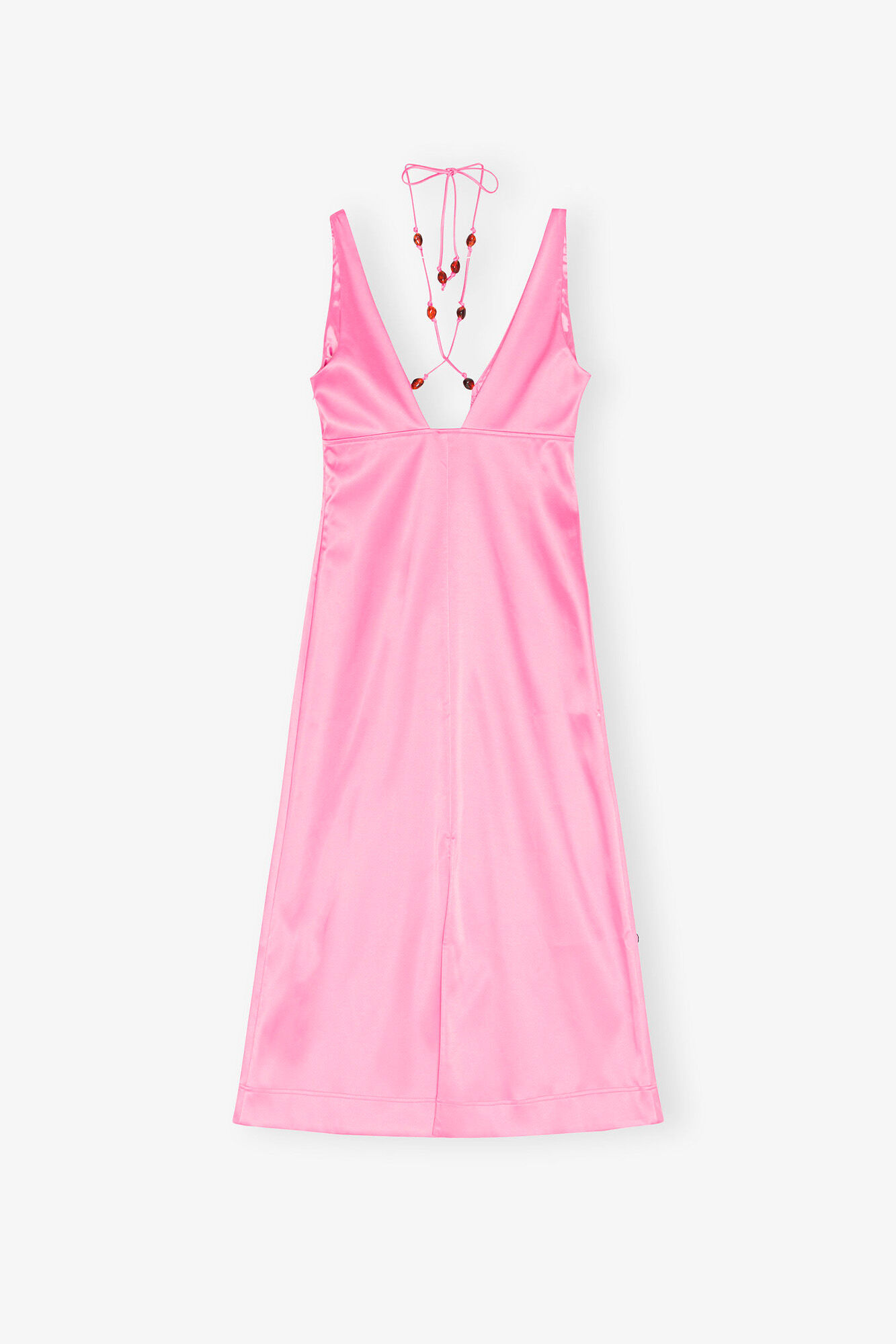 Double Satin Halter-Neck Dress, Recycled Polyester, in colour Wild Orchid - 2 - GANNI