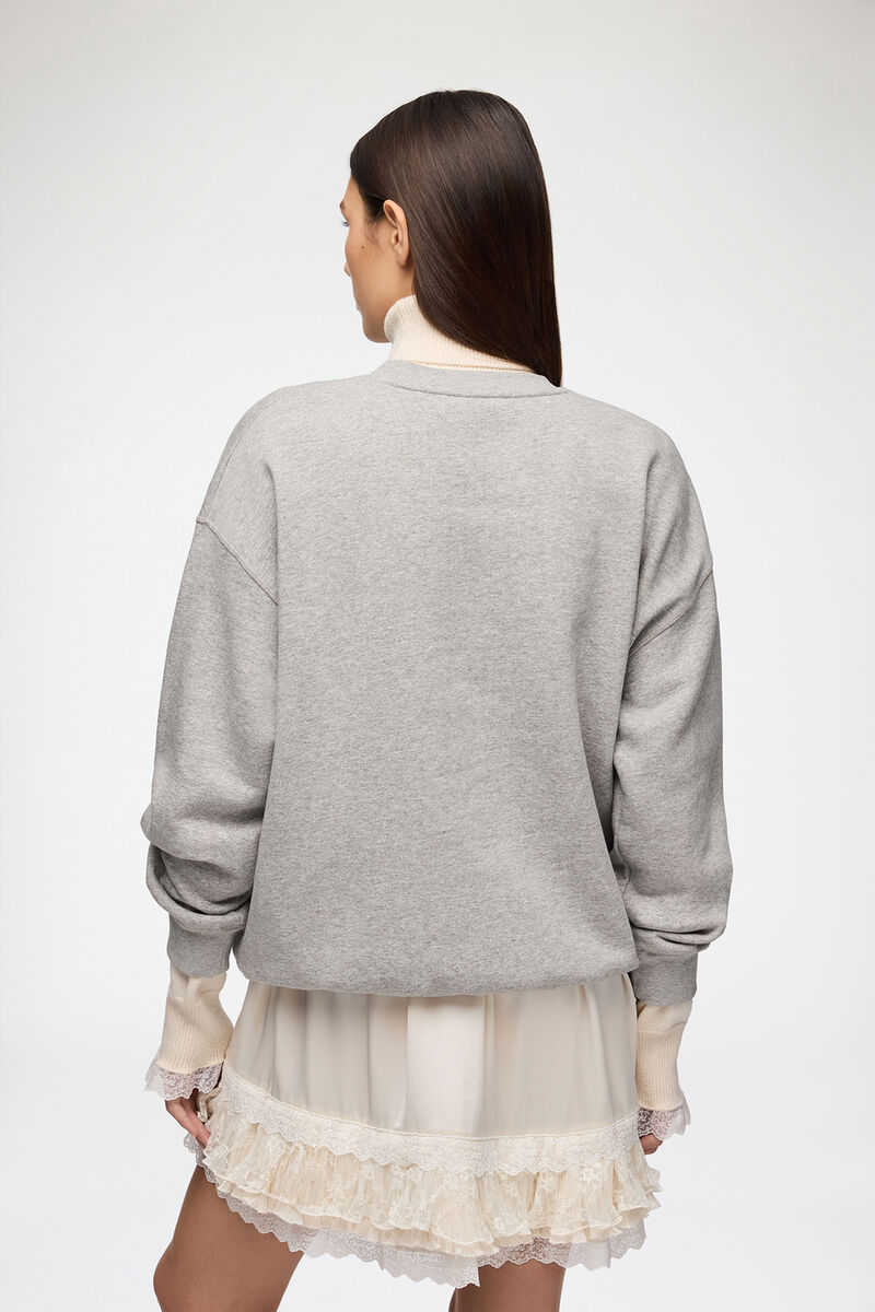 Sweatshirt with Forest Teddy, Organic Cotton, in colour Paloma - 3 - GANNI