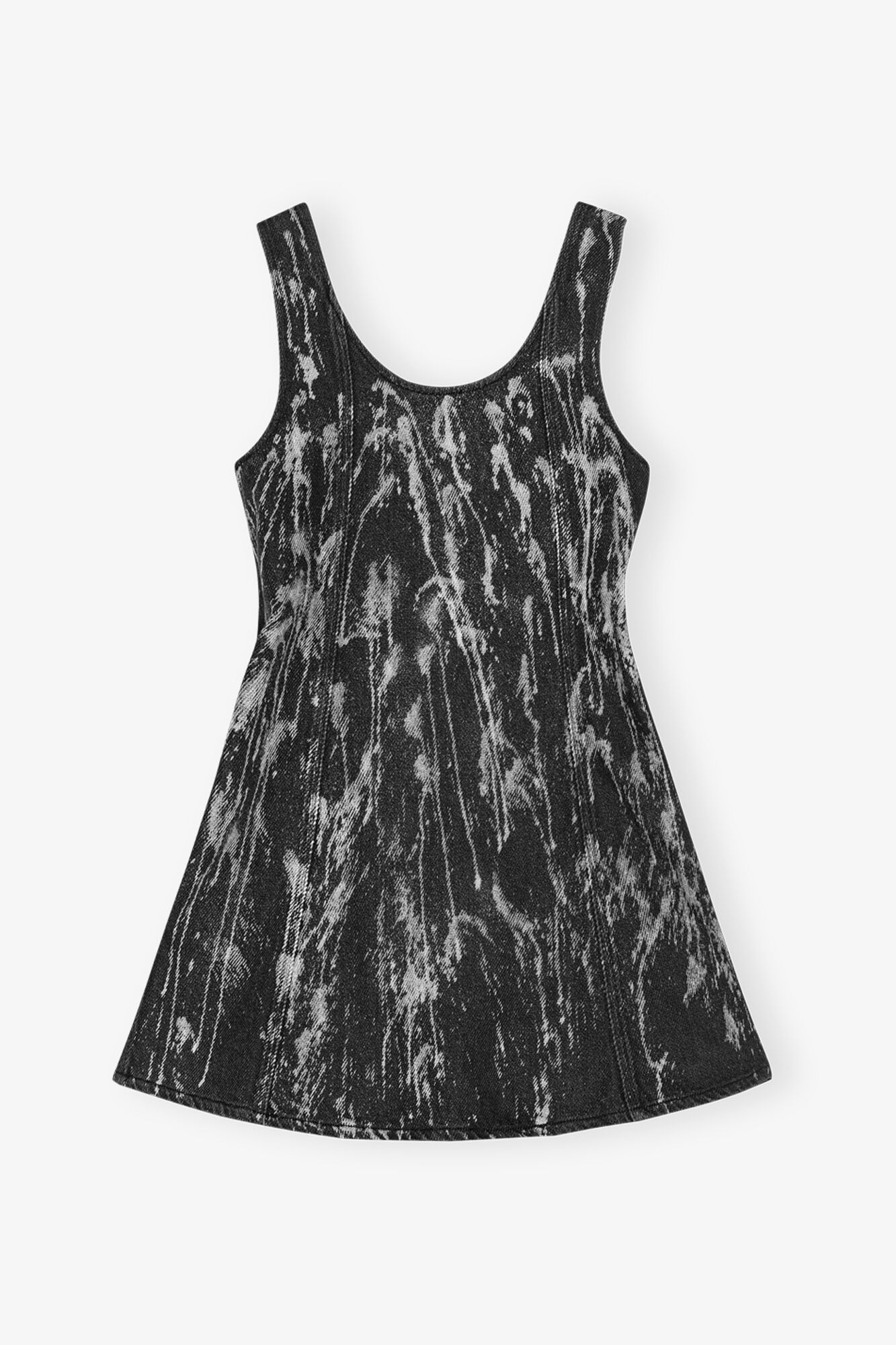 Black Denim Mini Dress, Cotton, in colour Washed Black/Black - 2 - GANNI