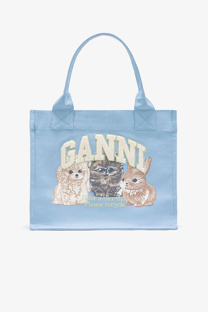 Blue Animal Large Tote, Soft Chambray
