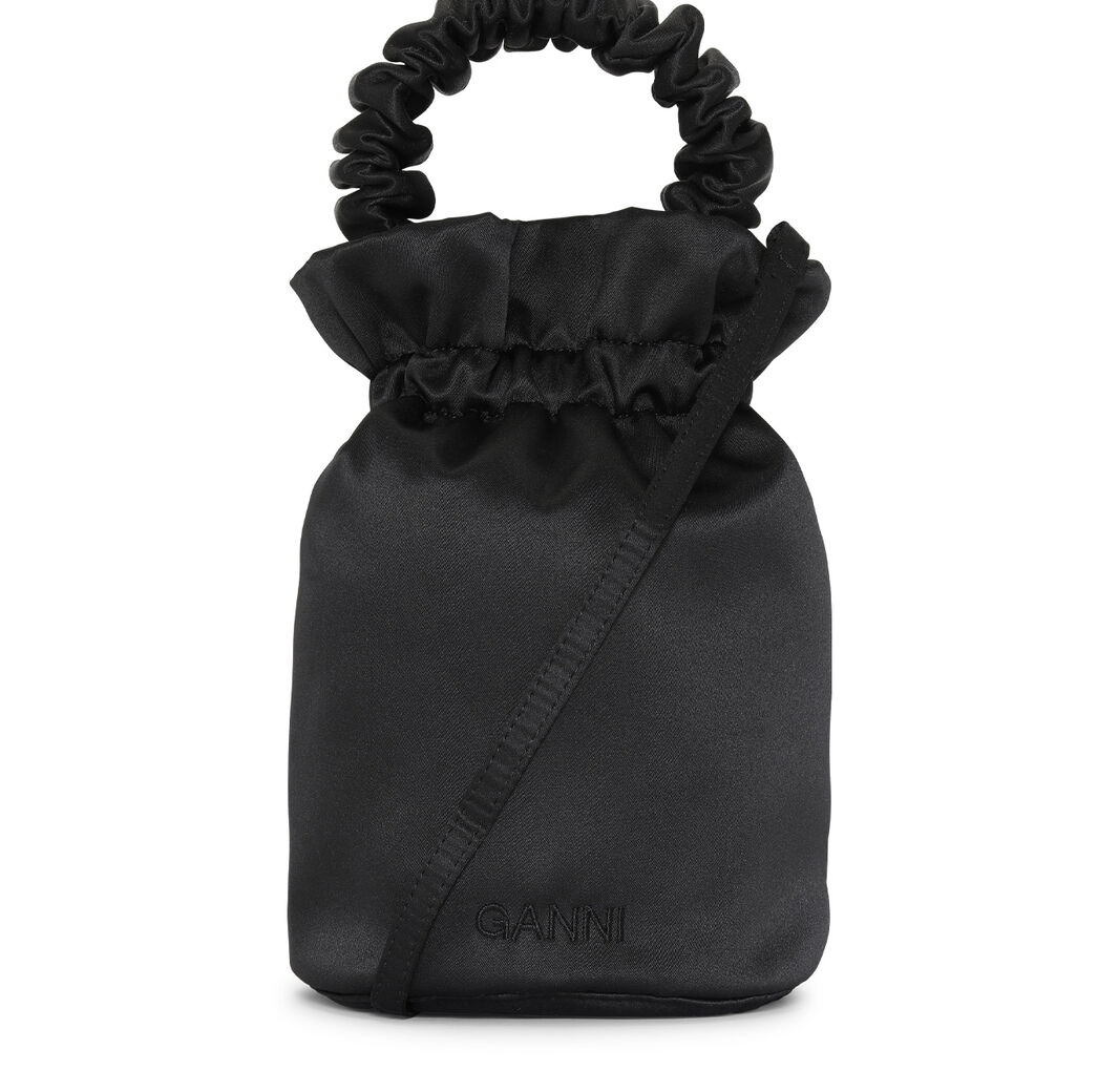 Occasion Occasion Ruched Top Handle Bag, Polyester, in colour Black - 1 - GANNI