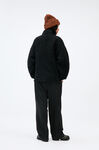 Boucle Wool Drop Shoulder Half Placket Jacket, Polyester, in colour Black - 3 - GANNI