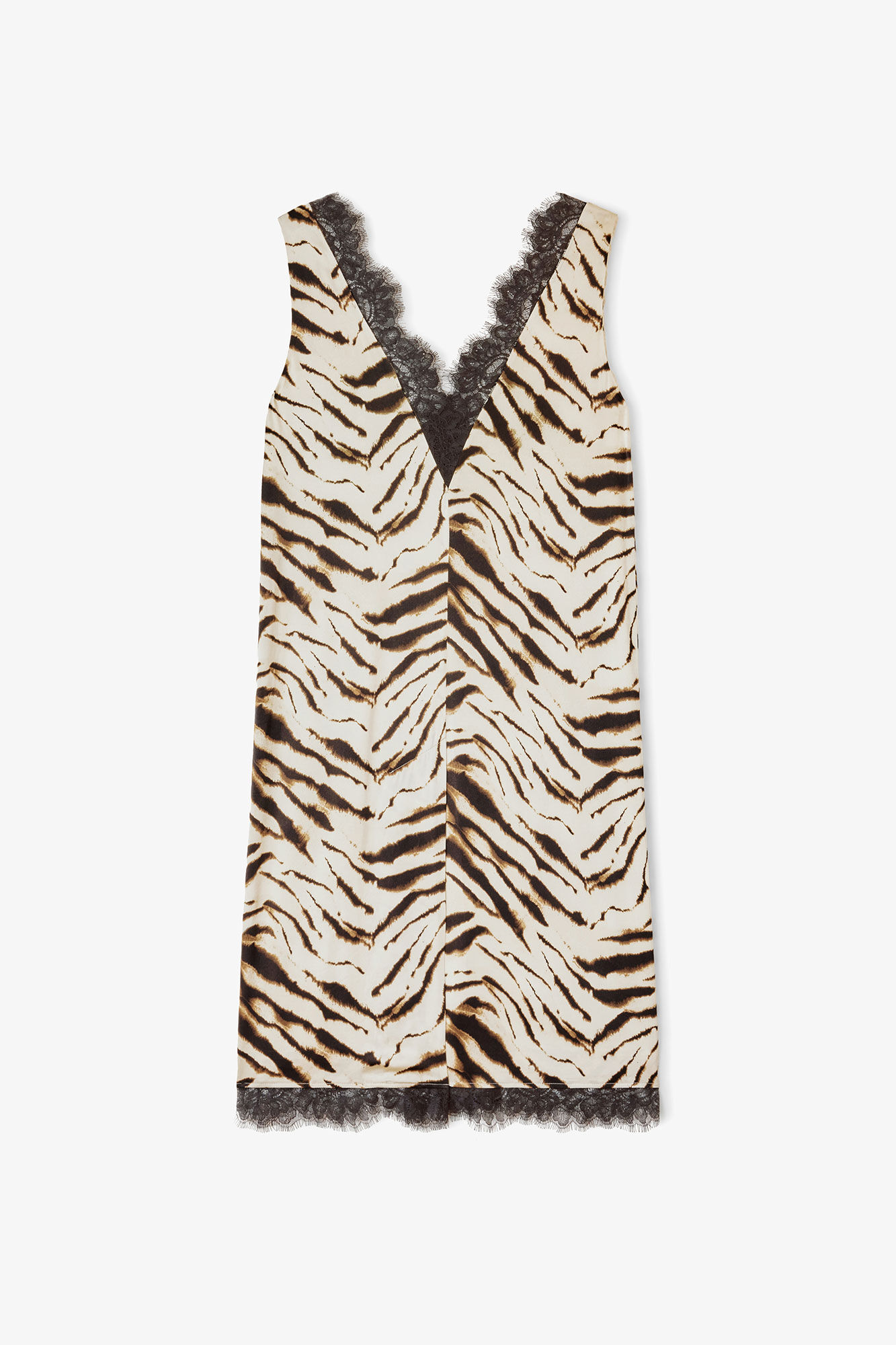 Dress in Zebra Satin, Viscose, in colour Egret - 1 - GANNI