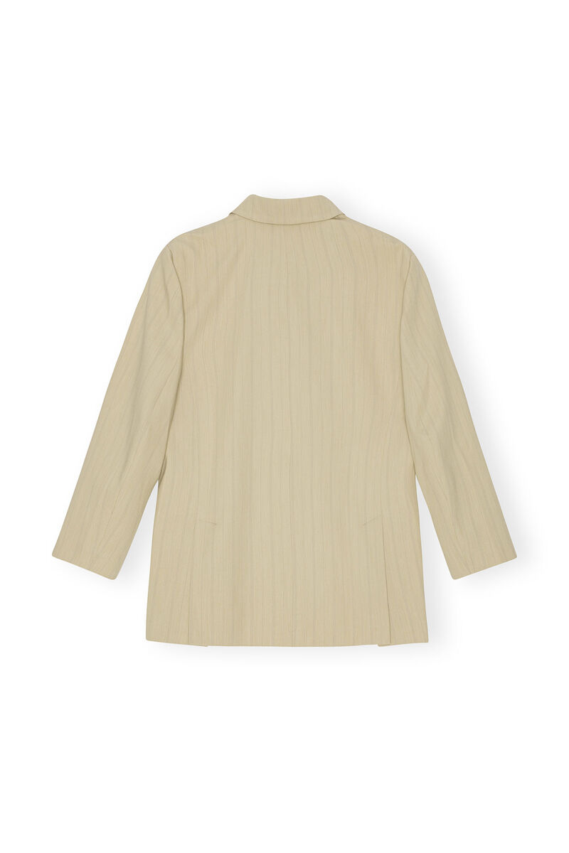 Stripe Suiting Boxy Blazer, Elastane, in colour Sahara Sun - 2 - GANNI