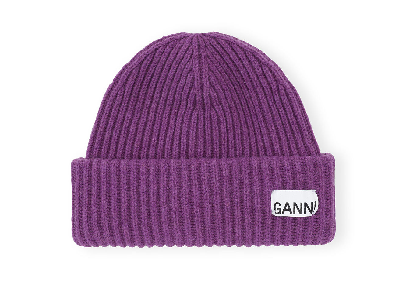 Bonnet Purple Oversized Wool Rib Knit, Recycled Polyamide, in colour Royal Purple - 1 - GANNI