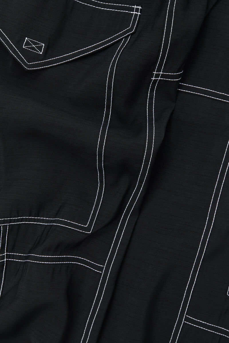 Pantalon à poches Light Slub, LENZING™ ECOVERO™, in colour Black - 5 - GANNI