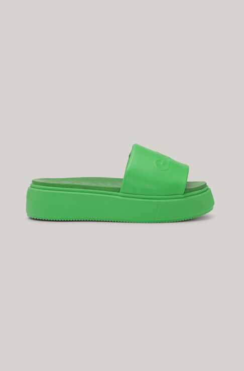 Ganni Vegea&trade; Slide Sandals In Kelly Green