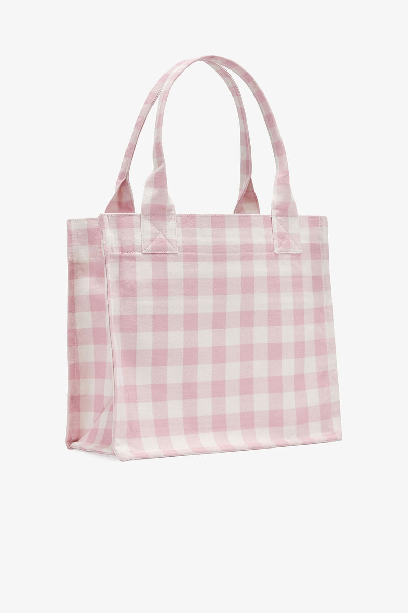 Großer Tote mit Vichy-Karos, Recycled Cotton, in colour Bleached Mauve - 2 - GANNI