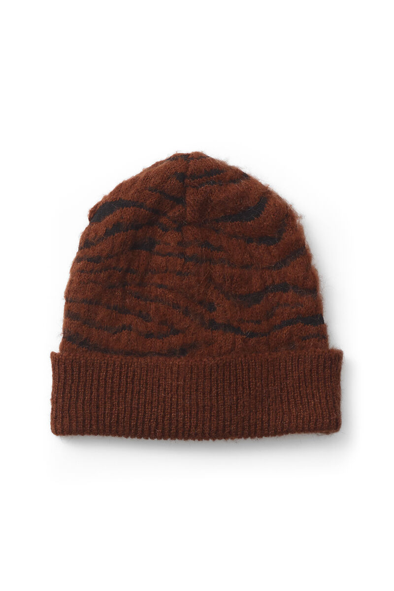 Richmont Mohair Hat, in colour Brick Tiger - 1 - GANNI