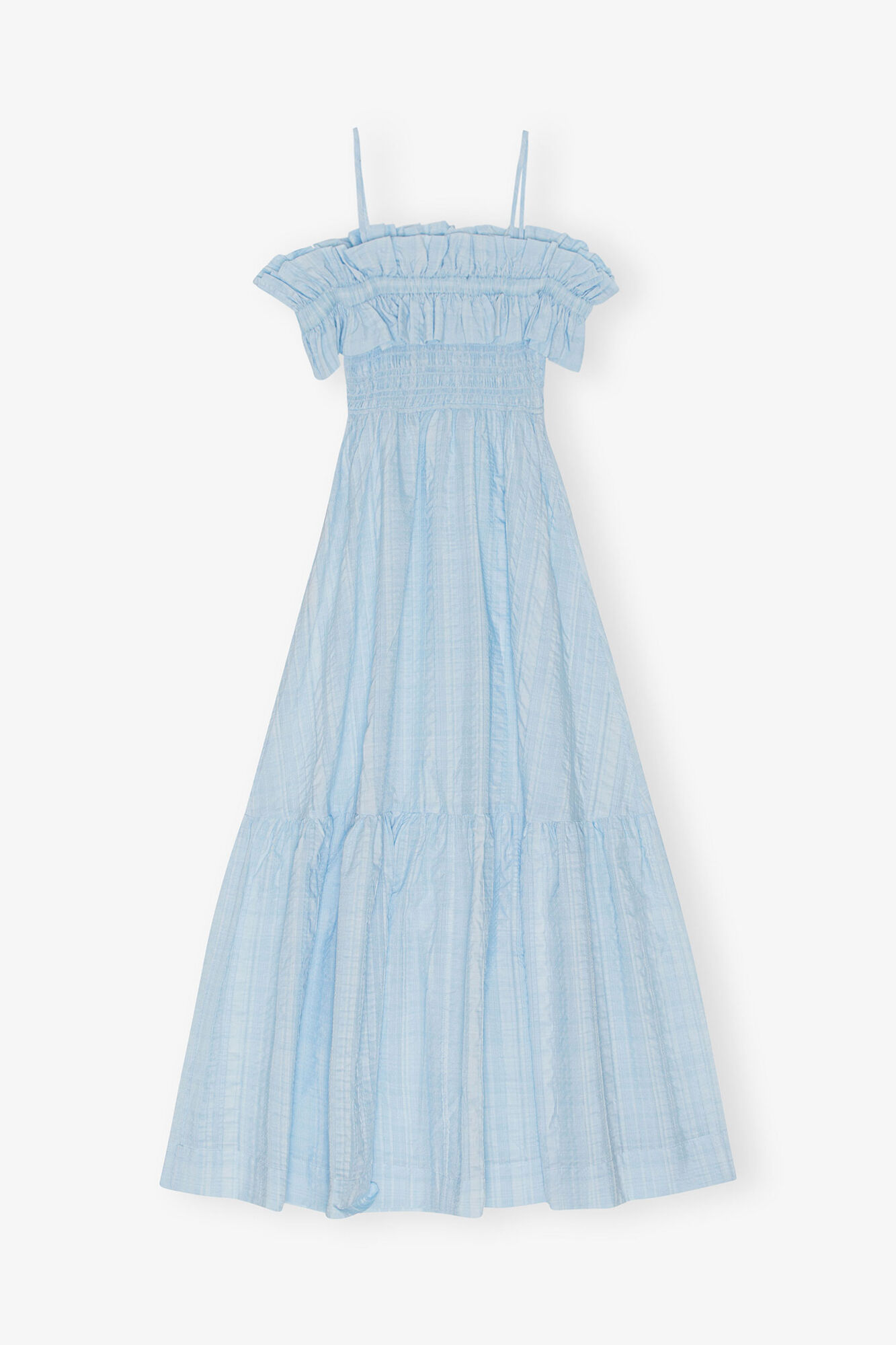 Seersucker Check Smock Maxi Dress | GANNI US