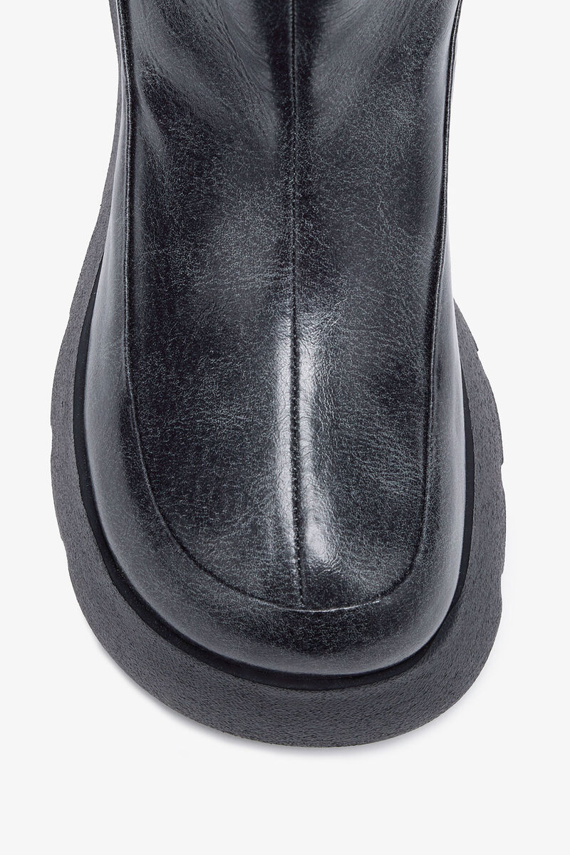 Kat bottines basses en gris foncé, Recycled Leather, in colour Ebony - 3 - GANNI