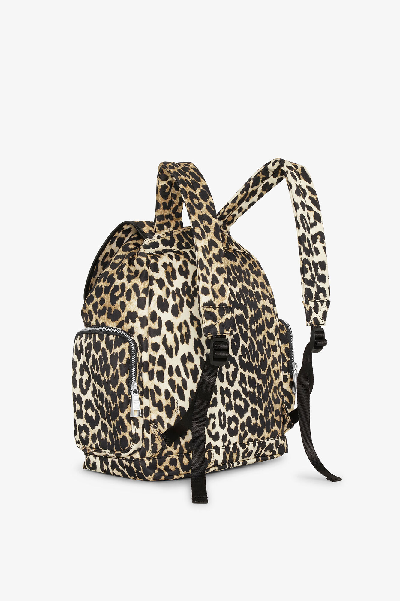 Leopard Bucky Nylon Backpack, Recycled Nylon, in colour Leopard - 2 - GANNI
