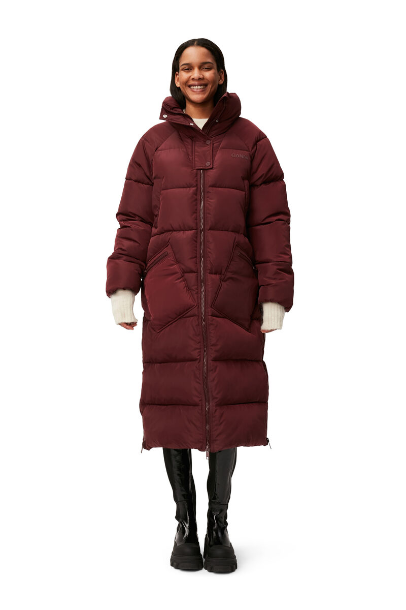 Oversized Tech Puffer Coat, Recycled Polyester, in colour Port Royale - 1 - GANNI