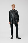 Leather Oversized Jacket, Leather, in colour Black - 6 - GANNI