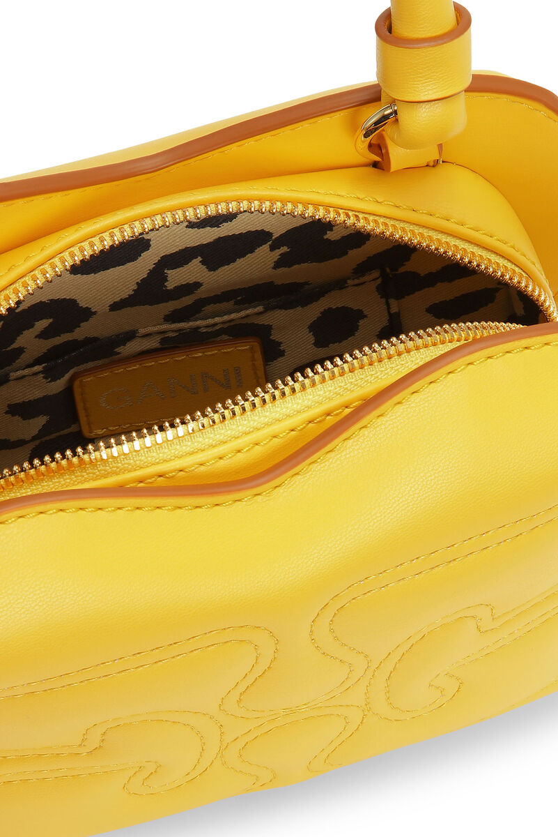 Yellow Small Butterfly Crossbody väska, Polyester, in colour Golden Kiwi - 3 - GANNI