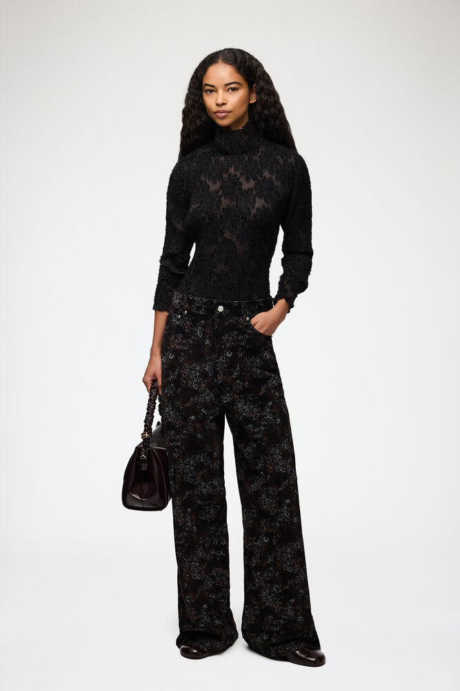 Marri jeans i printet denim, Winter Moss