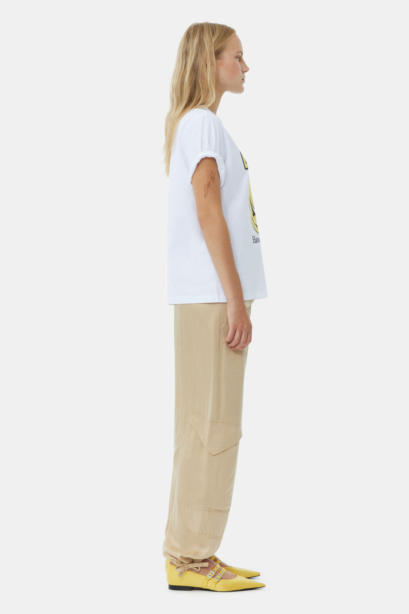 White Relaxed Banana T-shirt, Cotton, in colour Bright White - 3 - GANNI