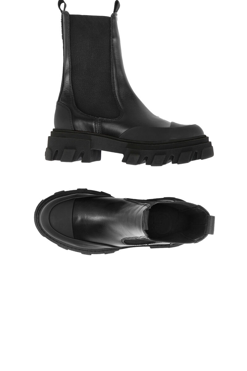 Mid Chelsea Boots, Leather, in colour Black - 2 - GANNI