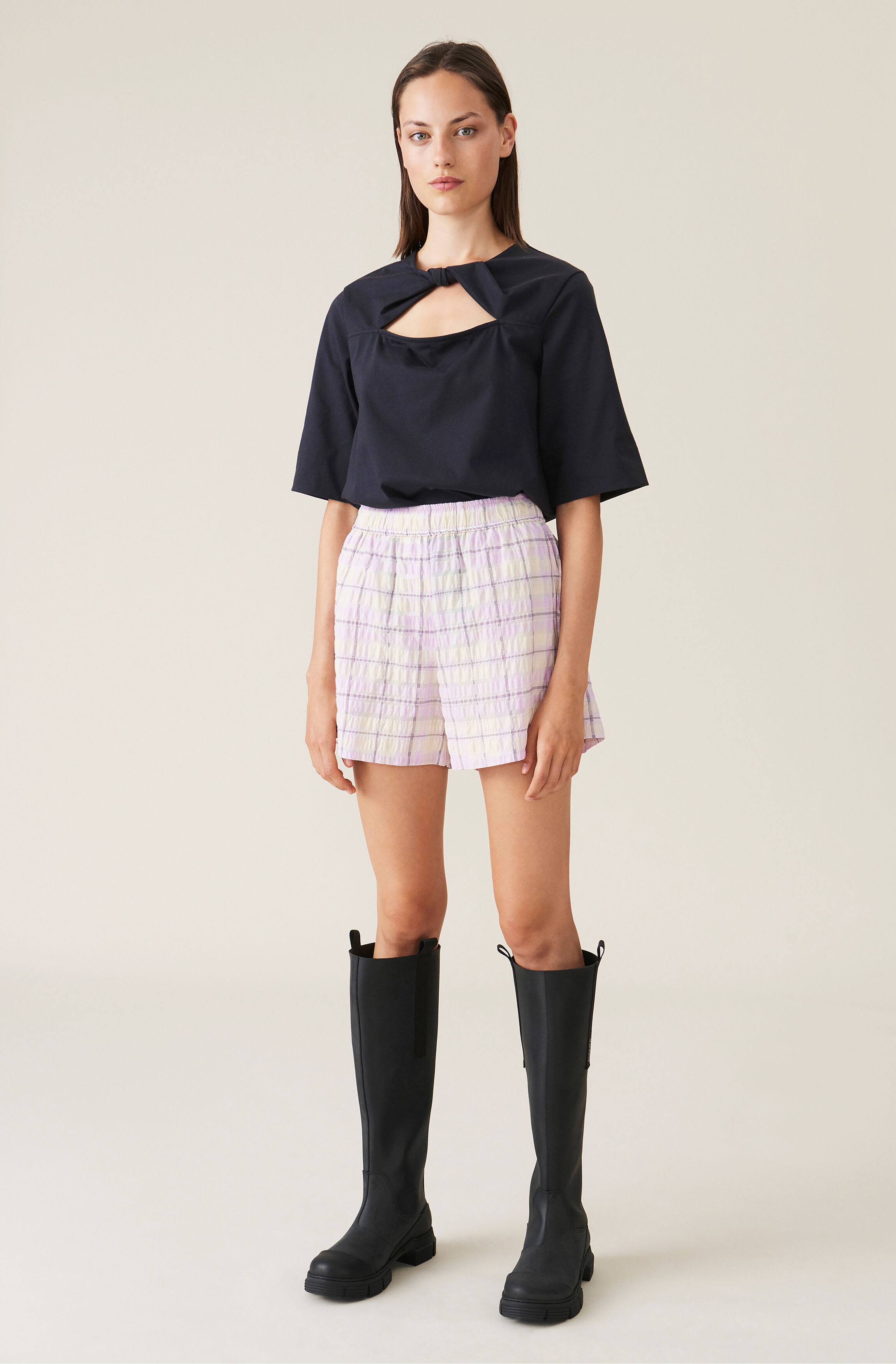 Pink Check Shorts | GANNI NL