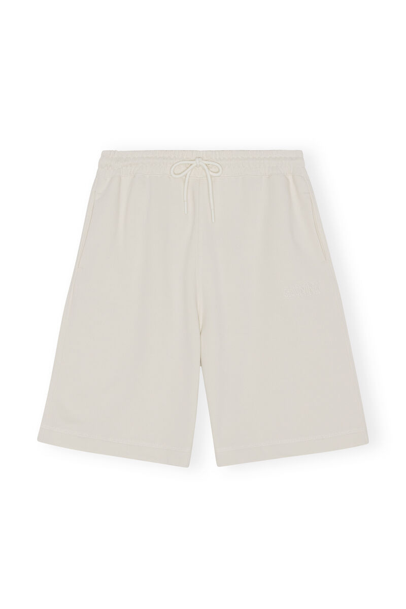 Drawstring shorts, Organic Cotton, in colour Egret - 1 - GANNI