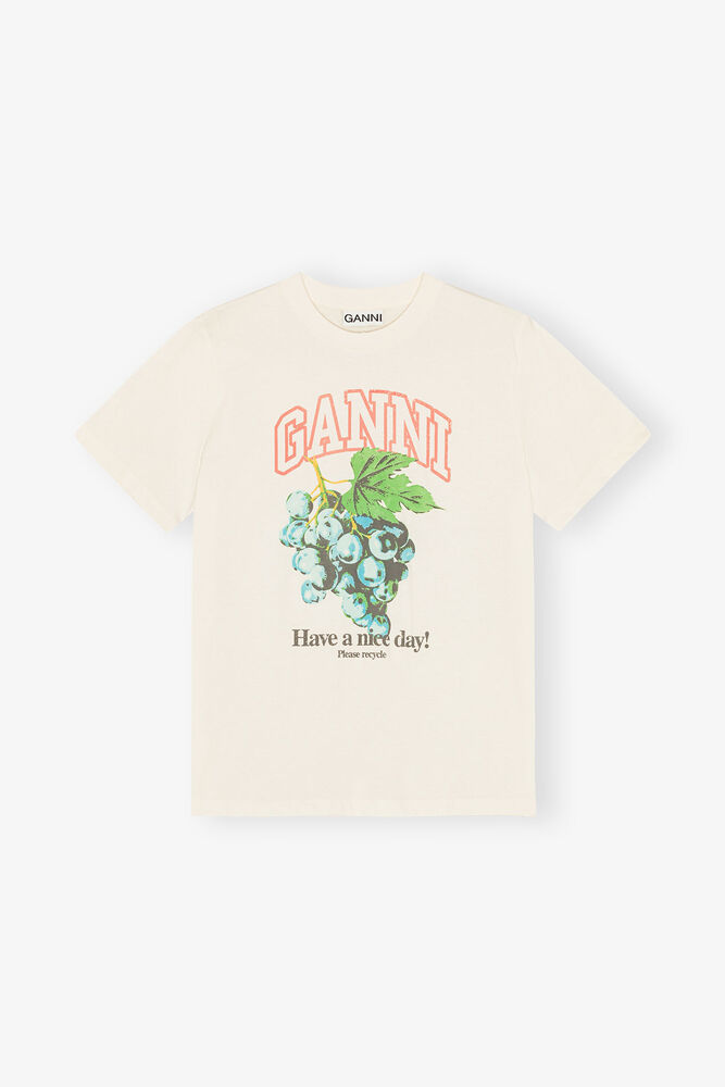 Ivory Grapes Print T-shirt, Egret