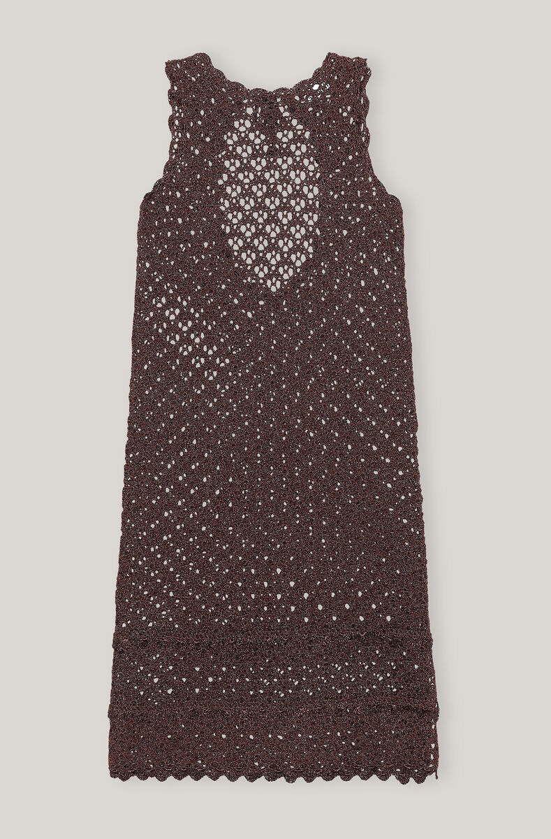 Cropped Crochet Halter, Nylon, in colour Mole - 1 - GANNI