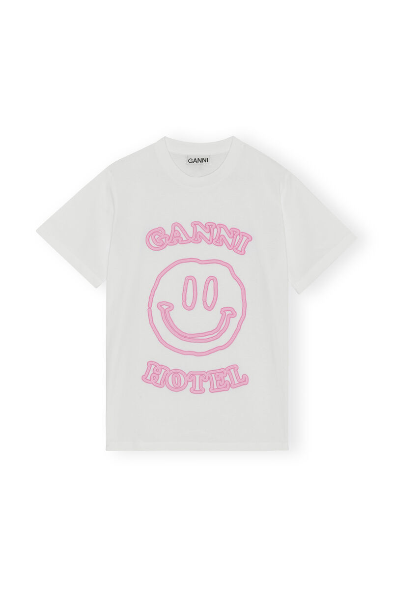 T-shirt med logotyp, Cotton, in colour Bright White - 1 - GANNI