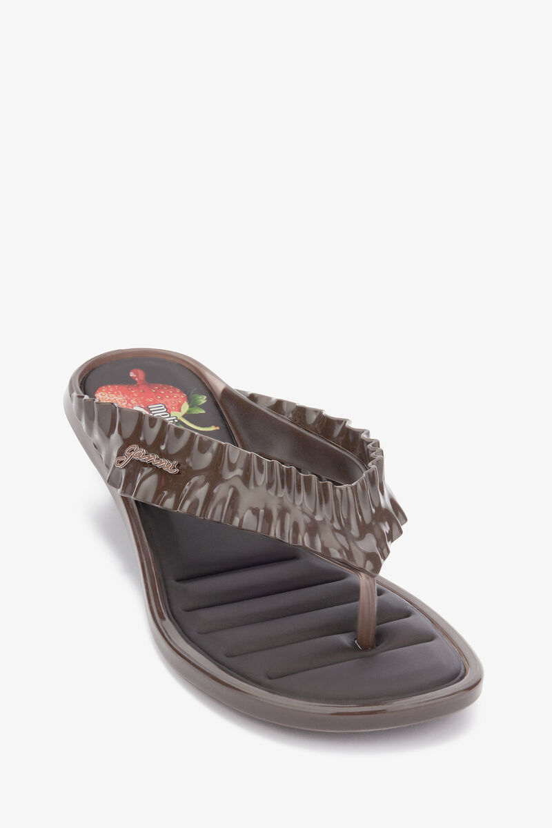 Melissa Thong Kitten Heel in Brown, Polyvinyl Chloride, in colour Demitasse - 4 - GANNI