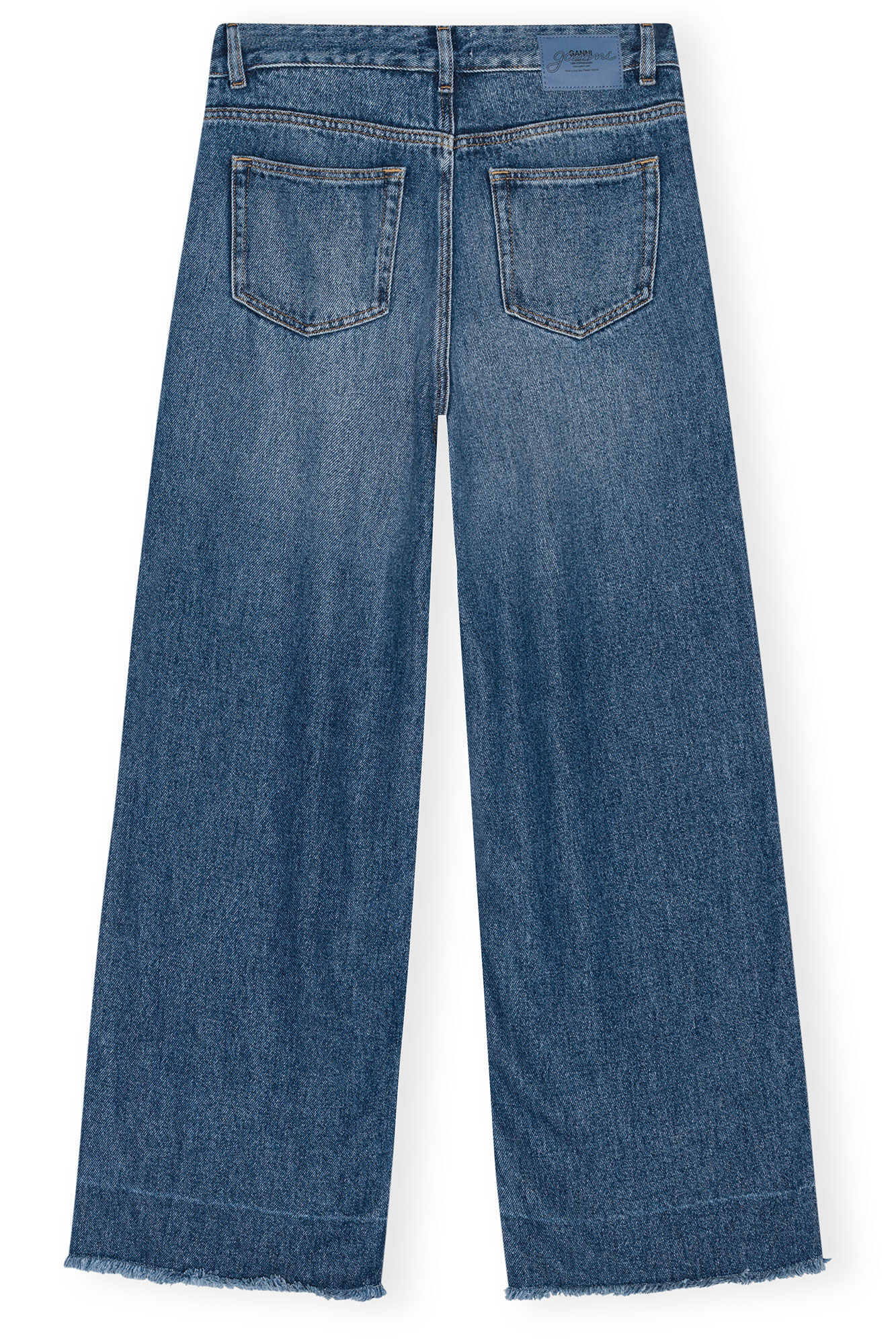 Blue Pleated Jeans, Tencel, in colour Mid Blue Vintage - 2 - GANNI