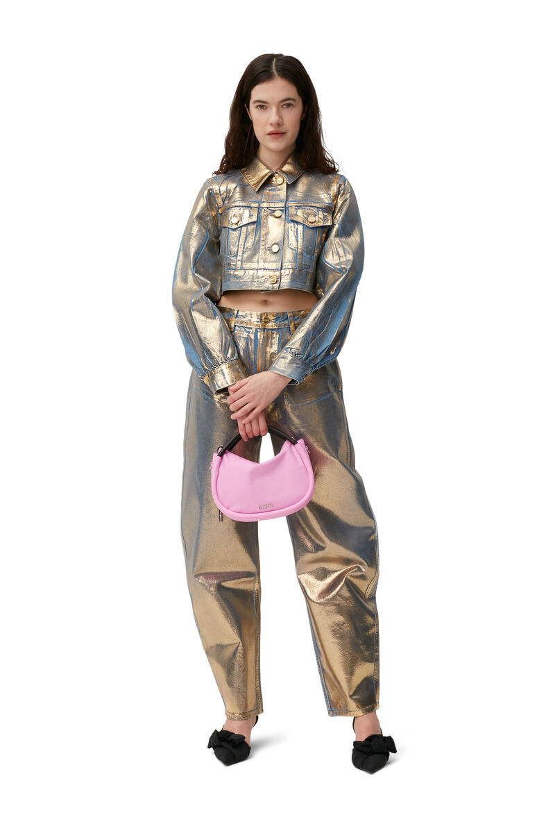 Gold Denim Trucker Jacket, Cotton, in colour Gold - 1 - GANNI