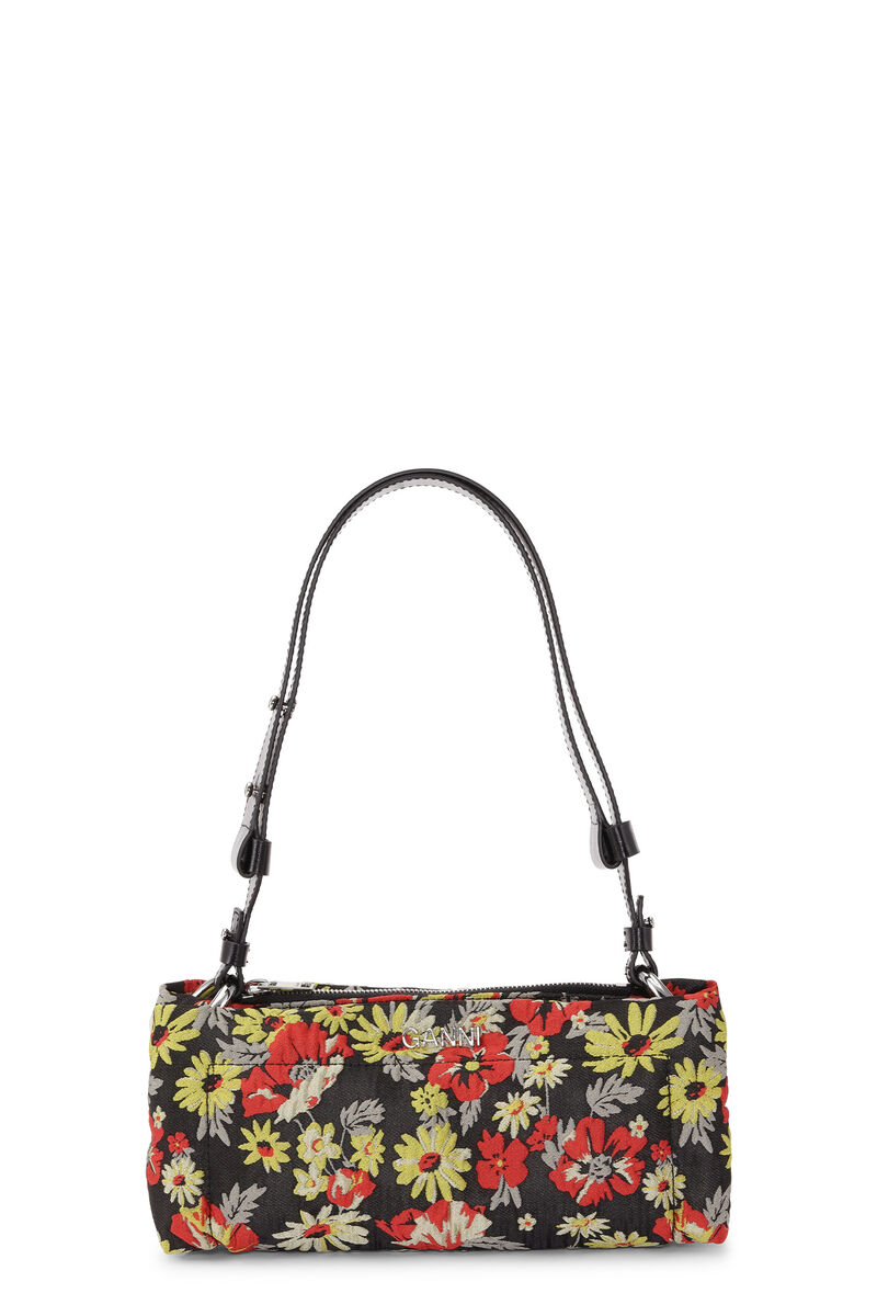 Pillow Baguette Bag , Leather, in colour Meadow Black - 1 - GANNI