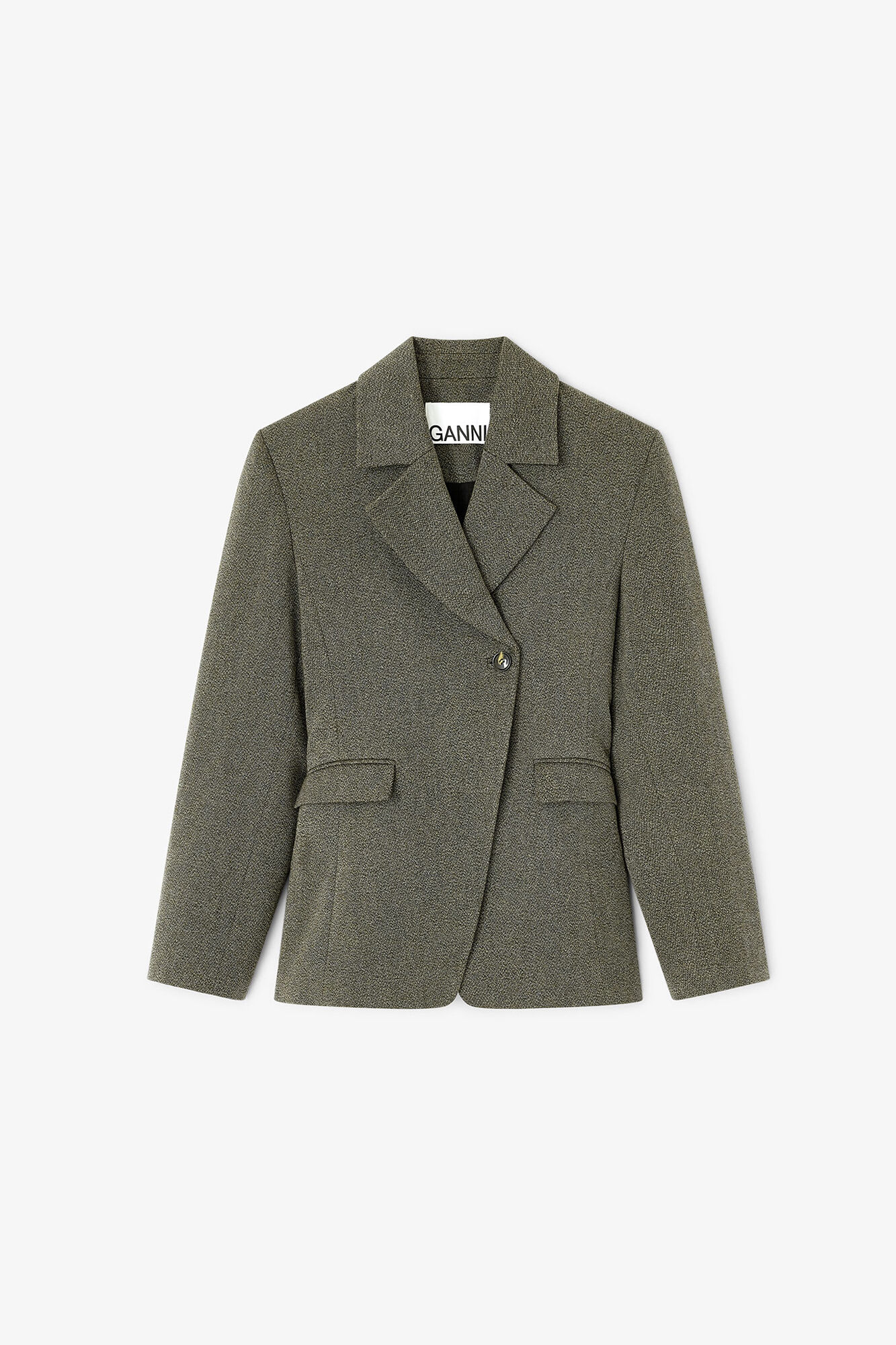 Blazer moulin&eacute; vert, Organic Cotton, in colour Forest Night - 1 - GANNI