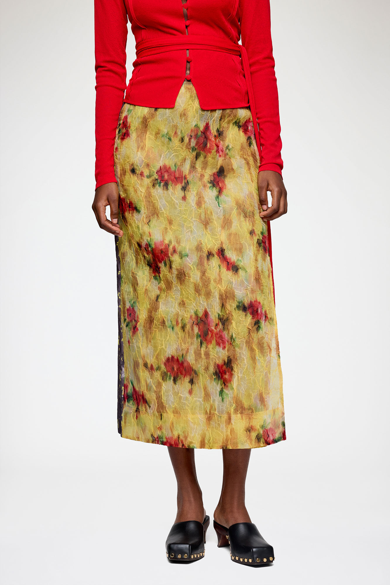 Skirt in Colour-Block Patchwork, Recycled Polyester, in colour Aurora - 2 - GANNI