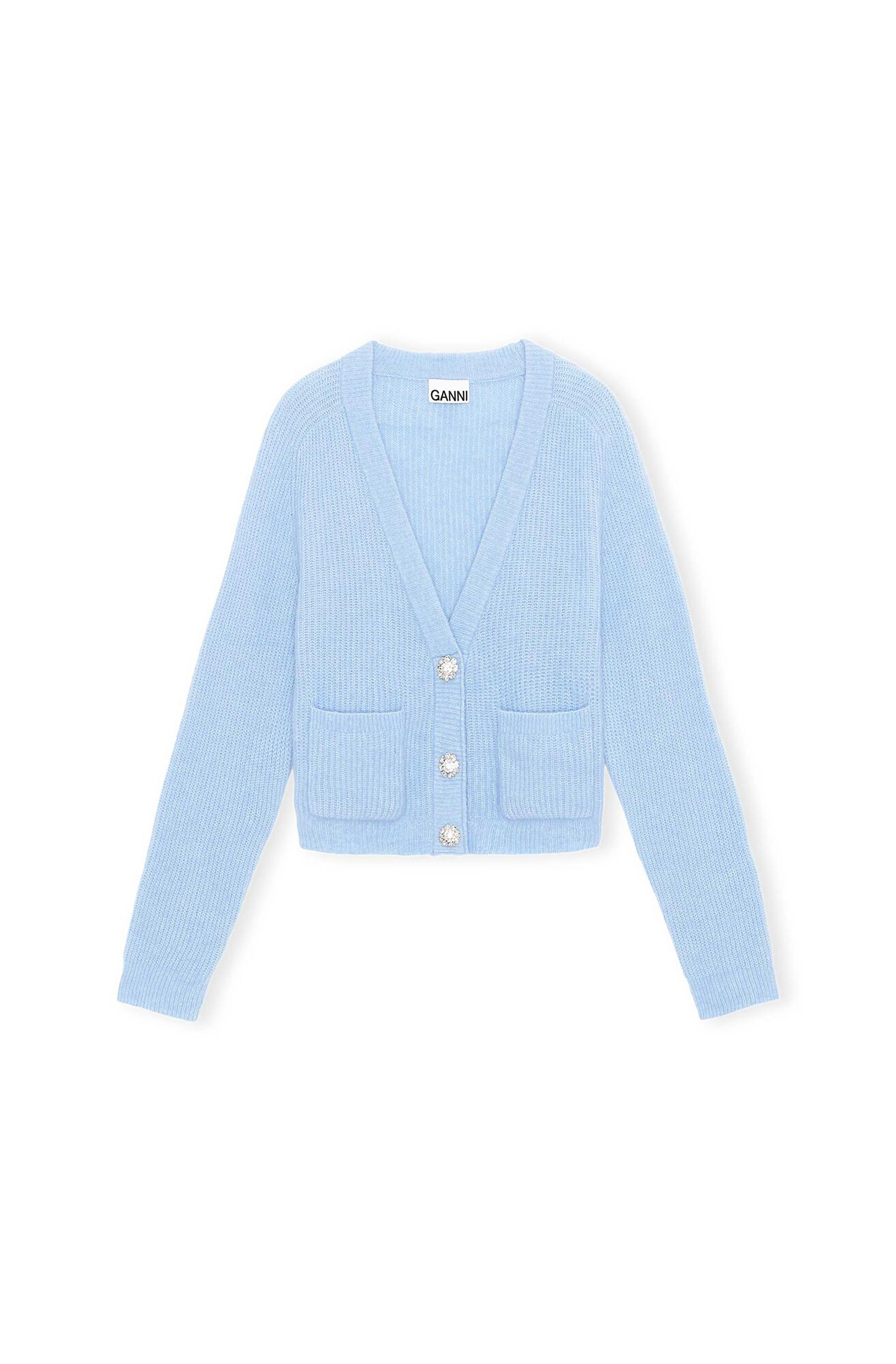 ganni crystal button sweater