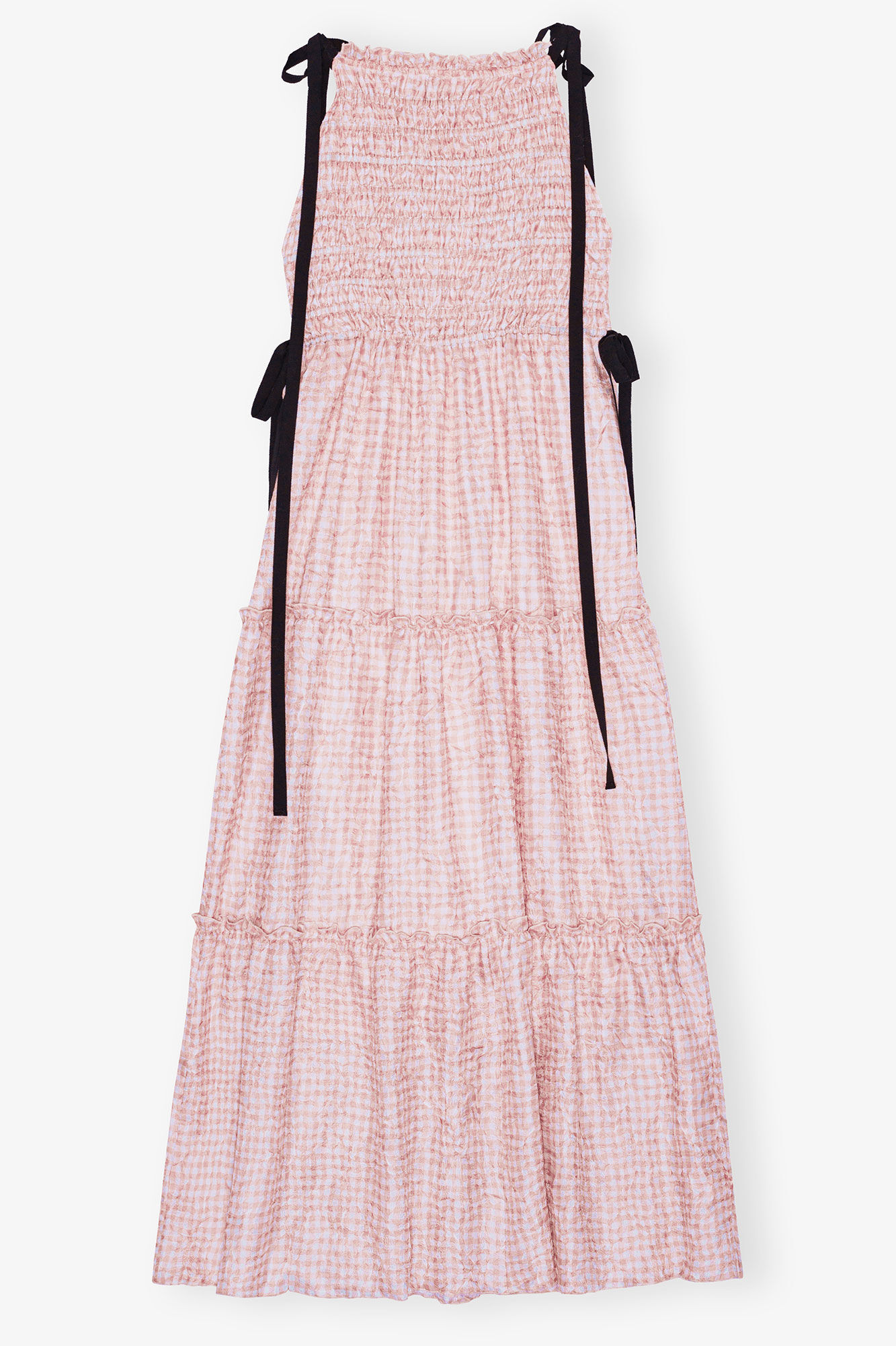 Pink Check Dress, Recycled Polyester, in colour Bleached Mauve - 2 - GANNI