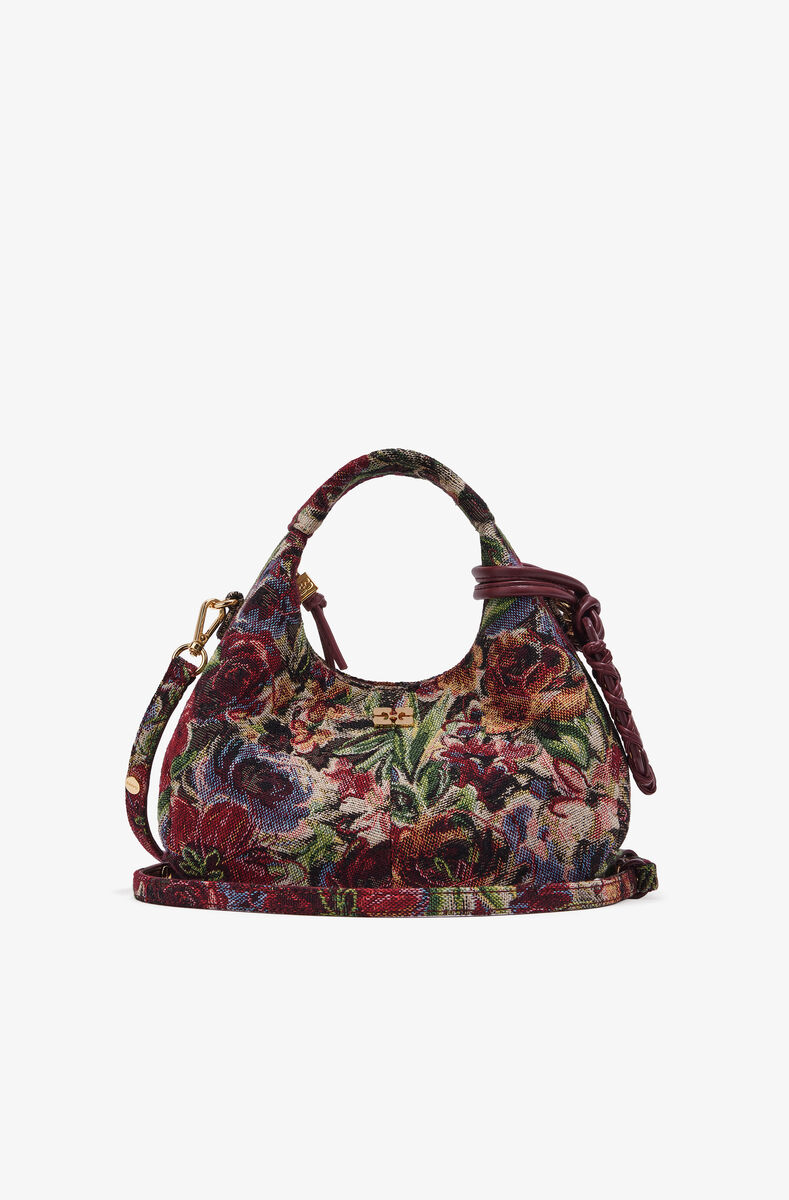 Tapestry Mini Hobo Bag, Acryl, in colour Tawny Port - 1 - GANNI