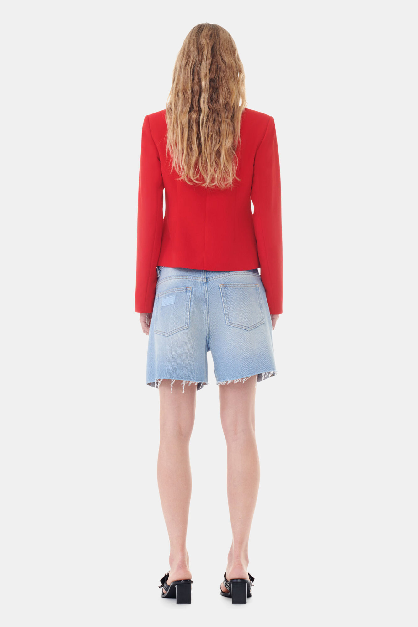Blue Heavy Denim Shorts, Cotton, in colour Tint Wash - 3 - GANNI