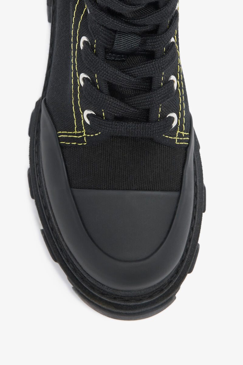 Trail Boots Tall in Black Canvas, Cotton, in colour Black - 3 - GANNI