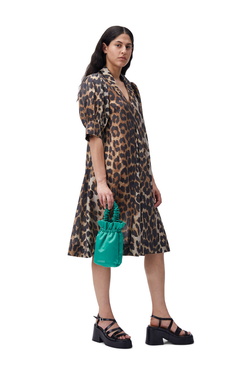 Leopard Midi Dress, Polyester, in colour Maxi Leopard - 1 - GANNI