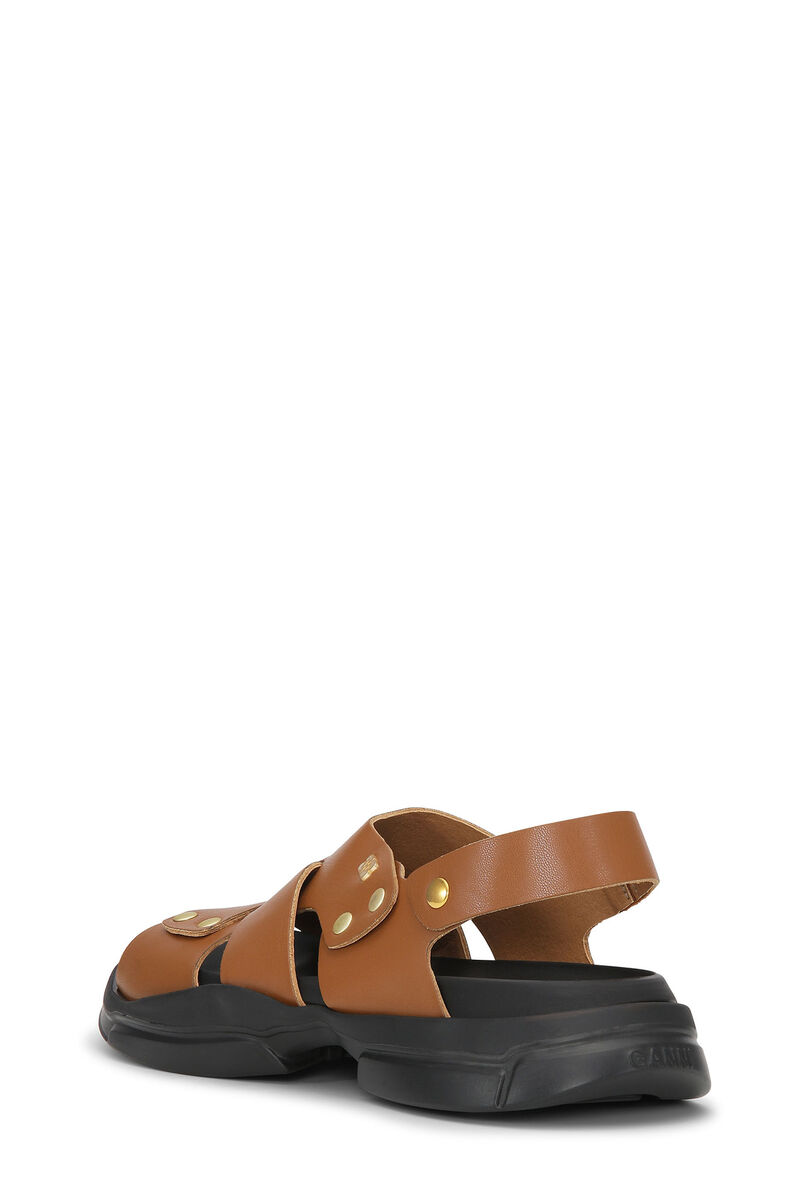 Brown Light Weight EVA Asymmetrical Sandals, Polyester, in colour Chocolate Fondant - 3 - GANNI