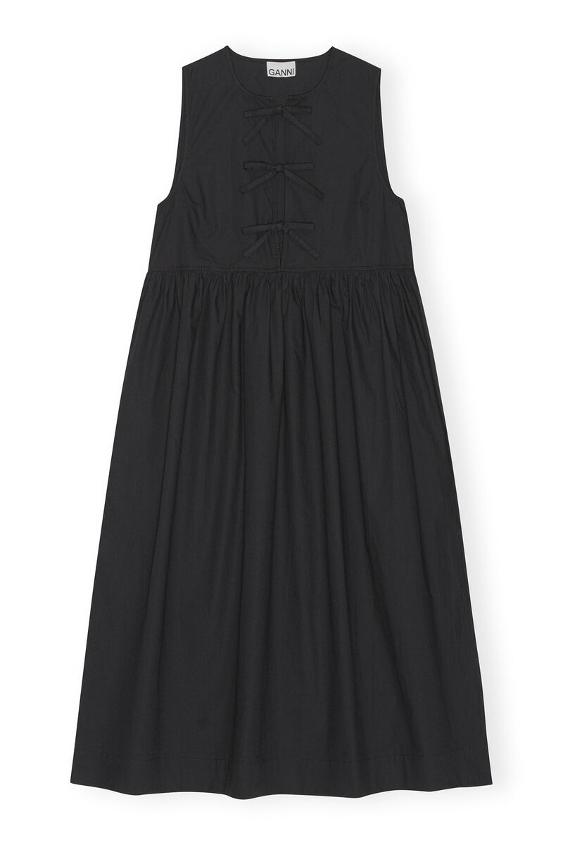 Cotton Poplin Midi Dress, Cotton, in colour Black - 1 - GANNI