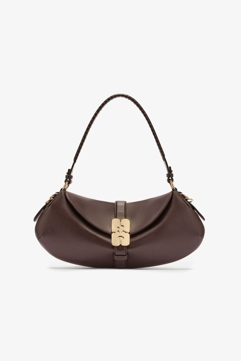 B-Kat Bag in Brown, Recycled Leather, in colour Chicory Coffee - 1 - GANNI