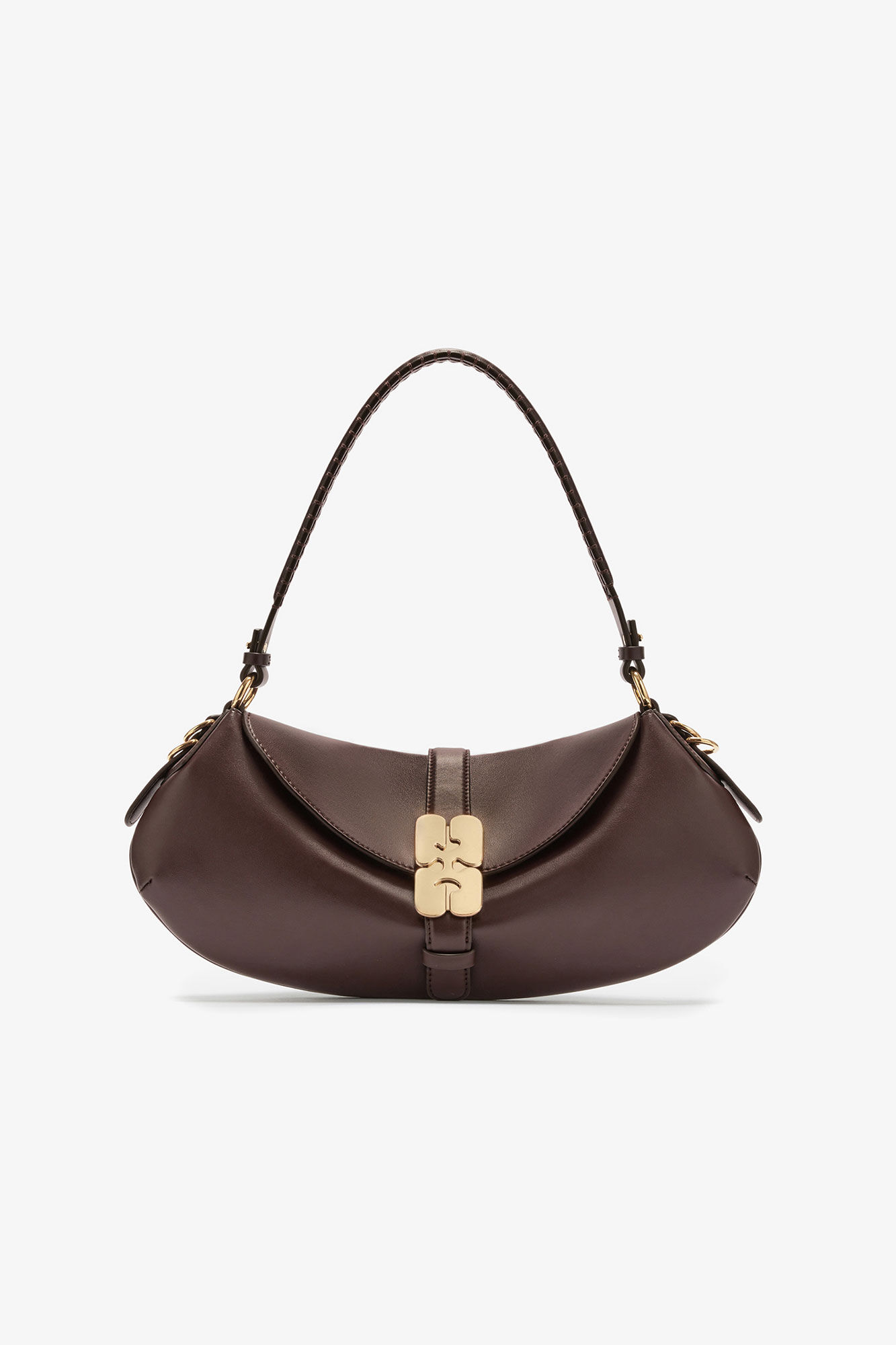 B-Kat Bag in Brown, Recycled Leather, in colour Chicory Coffee - 1 - GANNI