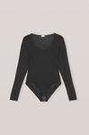 Rayon Underwear LS Bodystocking, Rayon, in colour Black - 1 - GANNI