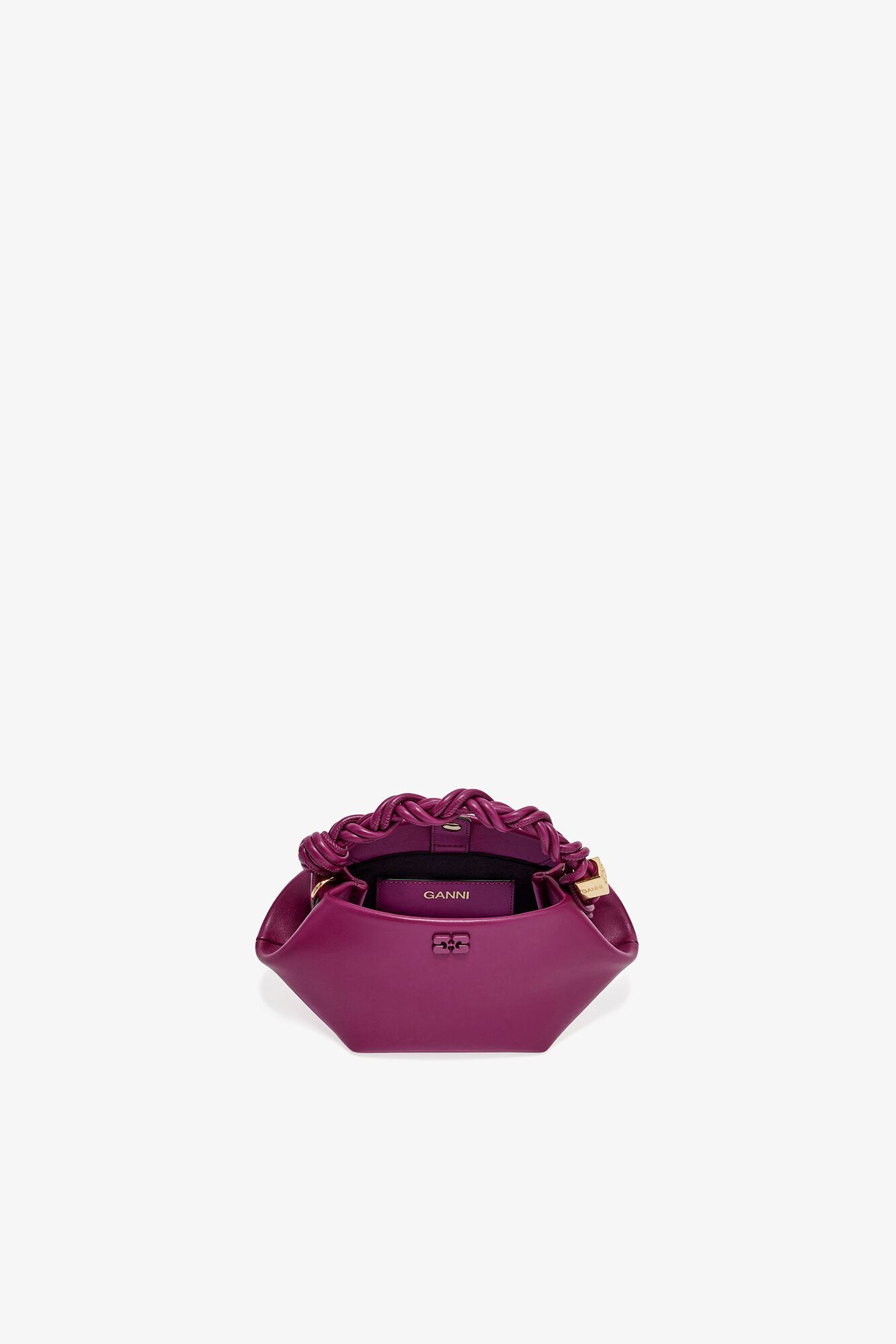 Purple Mini Bou Bag, Recycled Leather, in colour Boysenberry - 3 - GANNI