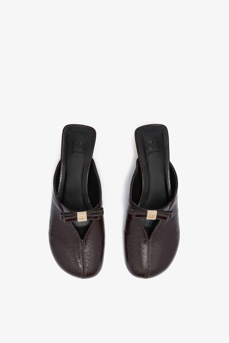 Sue Kitten Heel Mules in Brown, Polyester, in colour Demitasse - 3 - GANNI
