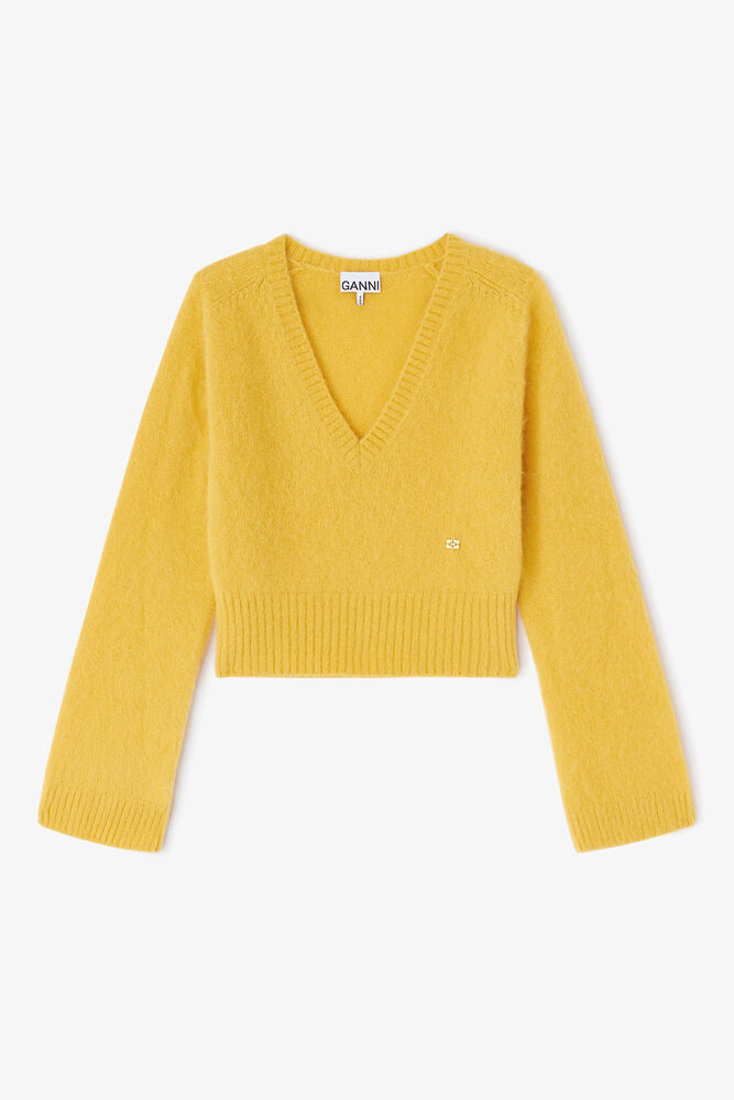 Yellow V-neck Jumper, Blazing Yellow