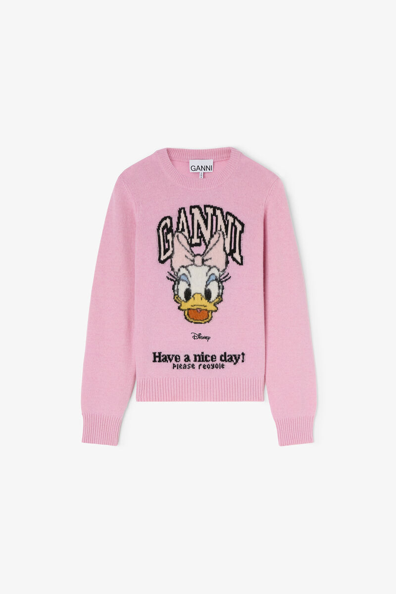 Pull en laine Daisy Duck, Wool, in colour Chalk Pink - 1 - GANNI
