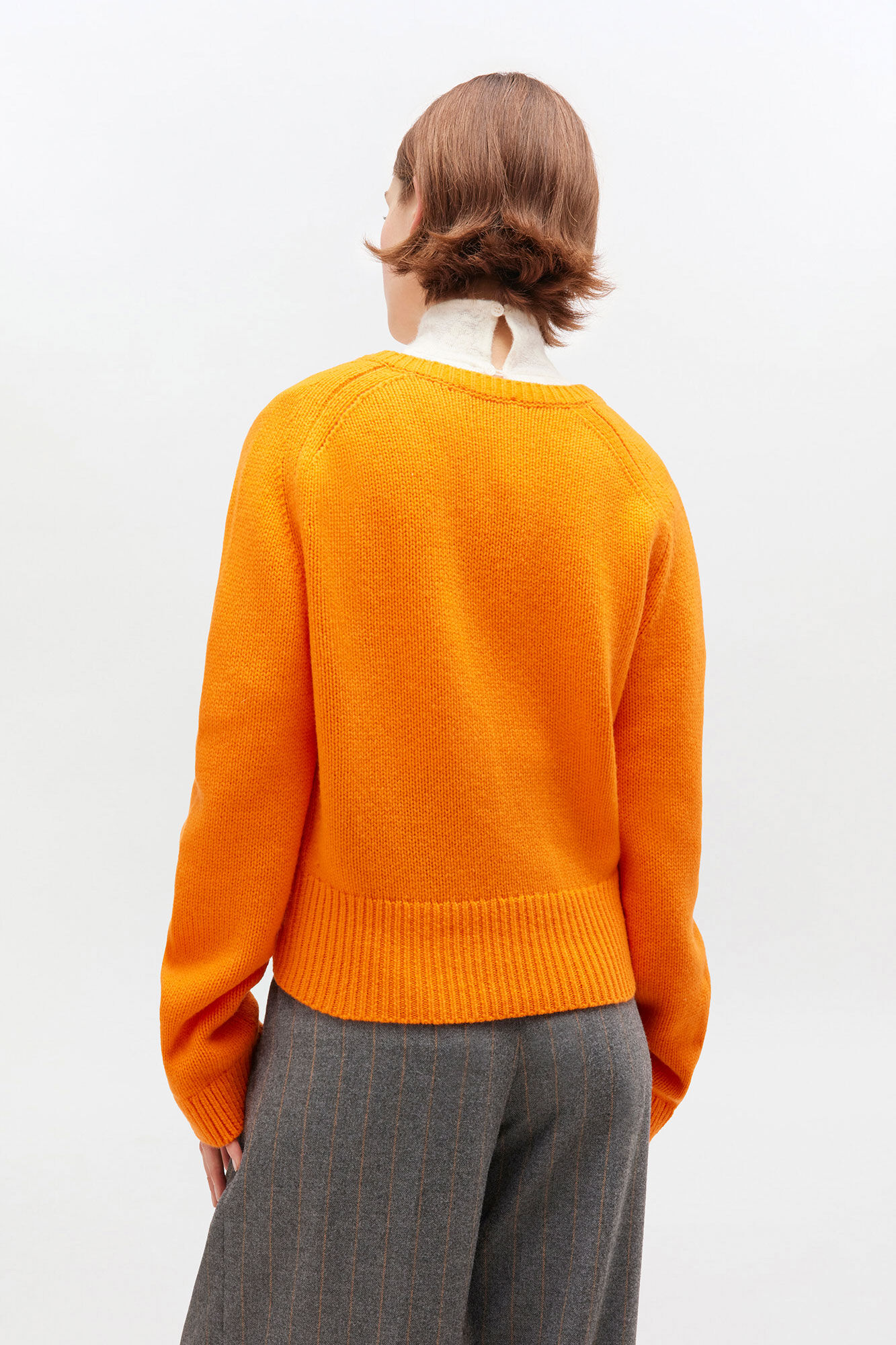 Orange V-neck Jumper, Cashmere, in colour Orange Tiger - 3 - GANNI
