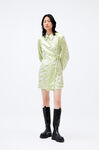 Silk Stretch Satin Panel Shirt Wrap Dress, Elastane, in colour Margarita - 1 - GANNI